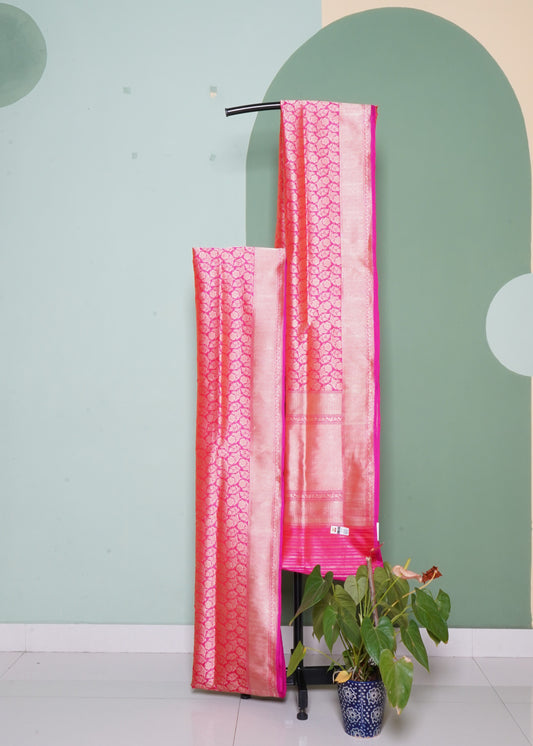 Pink Banaras Tanchui Jamawaar Katan Pure Silk Saree