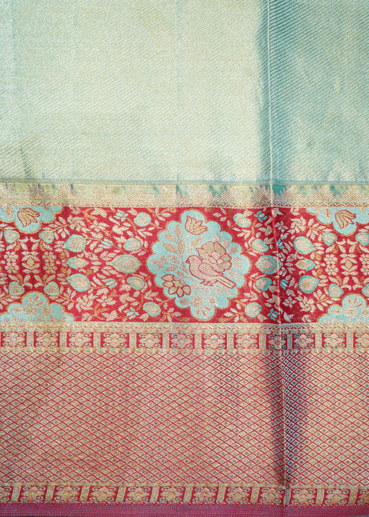 Sea Green Kanchi All Over Pure Silk Handloom Saree