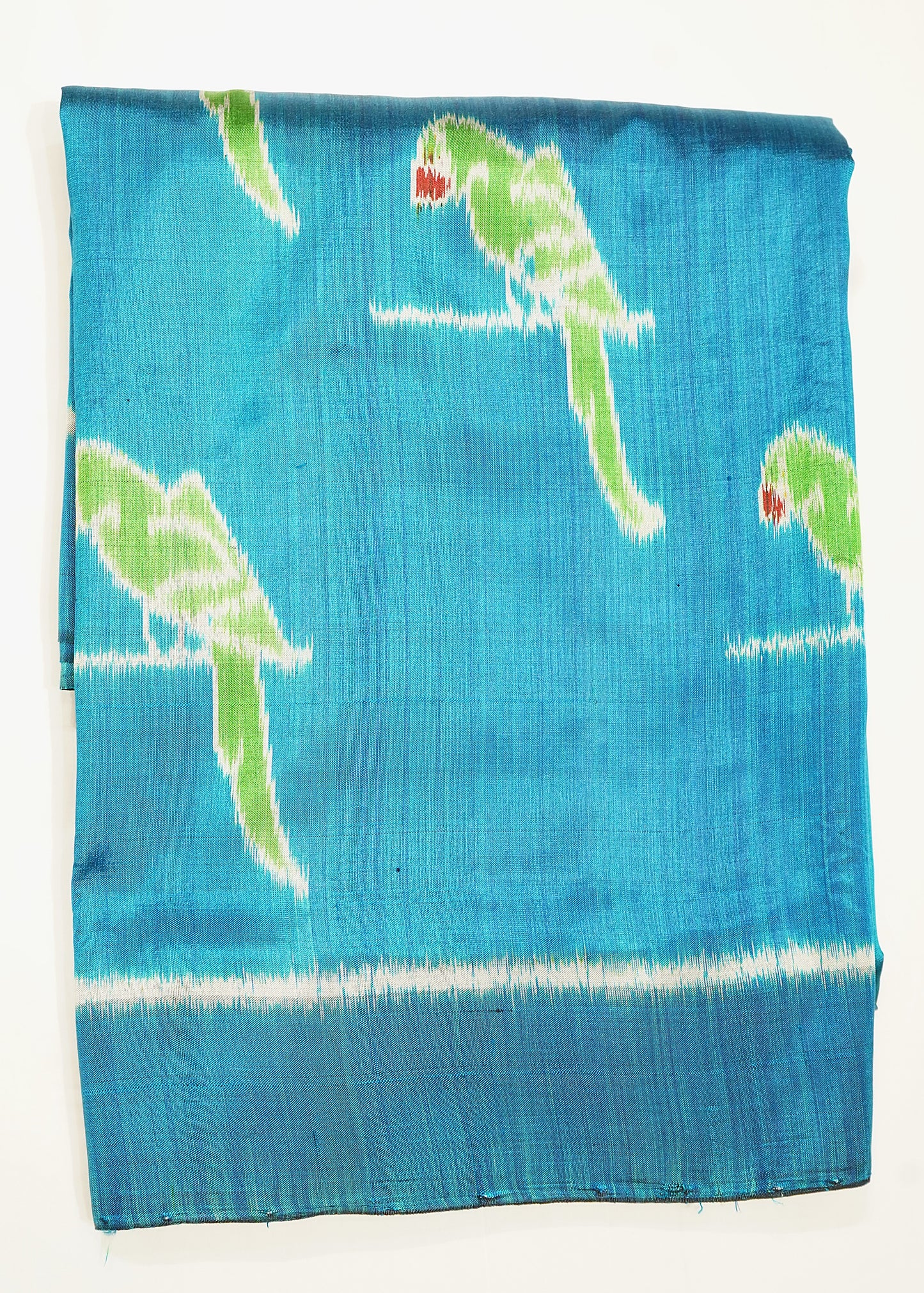 Rama Blue Orissa Ikkat Parrots Design Pure Silk Handloom Saree