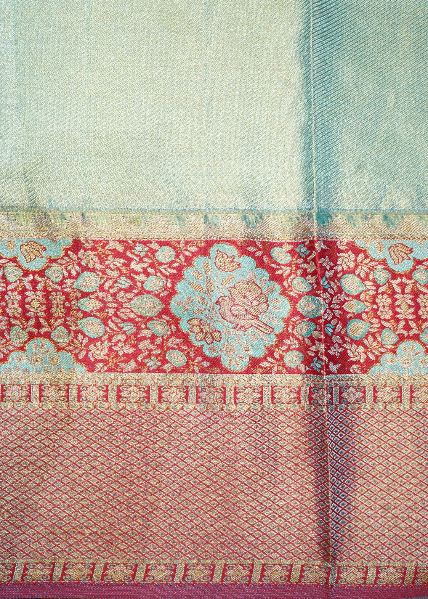 Sea Green Kanchi All Over Pure Silk Handloom Saree