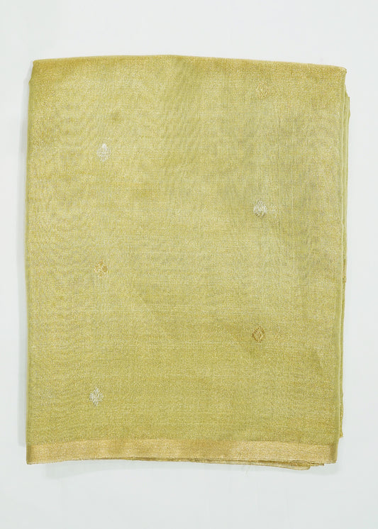 Jade Chanderi Zari Buti Tissue Pure Silk Handloom Saree