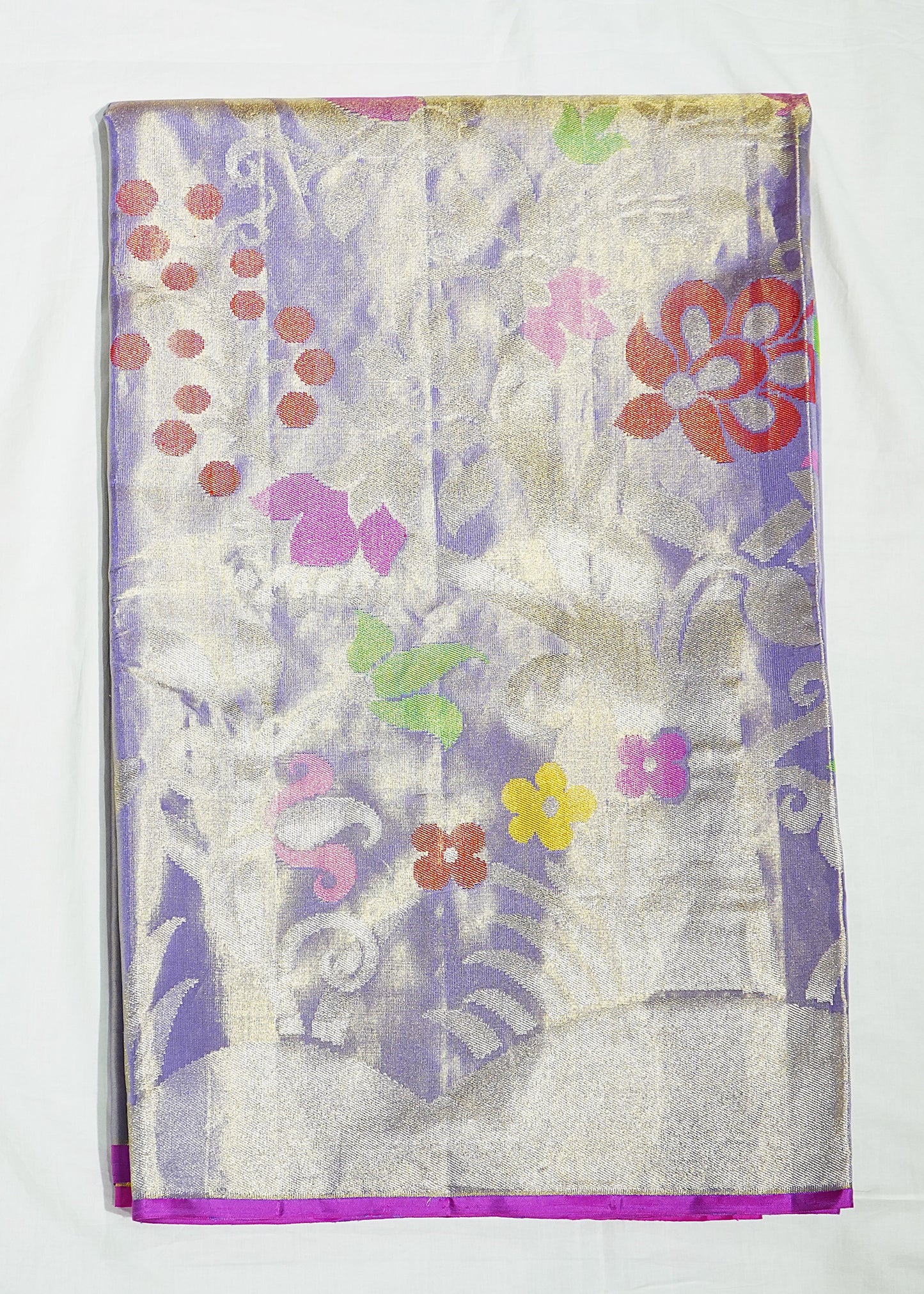 Violet Kanchi Kalanjali Tissue Pure Silk Handloom Saree