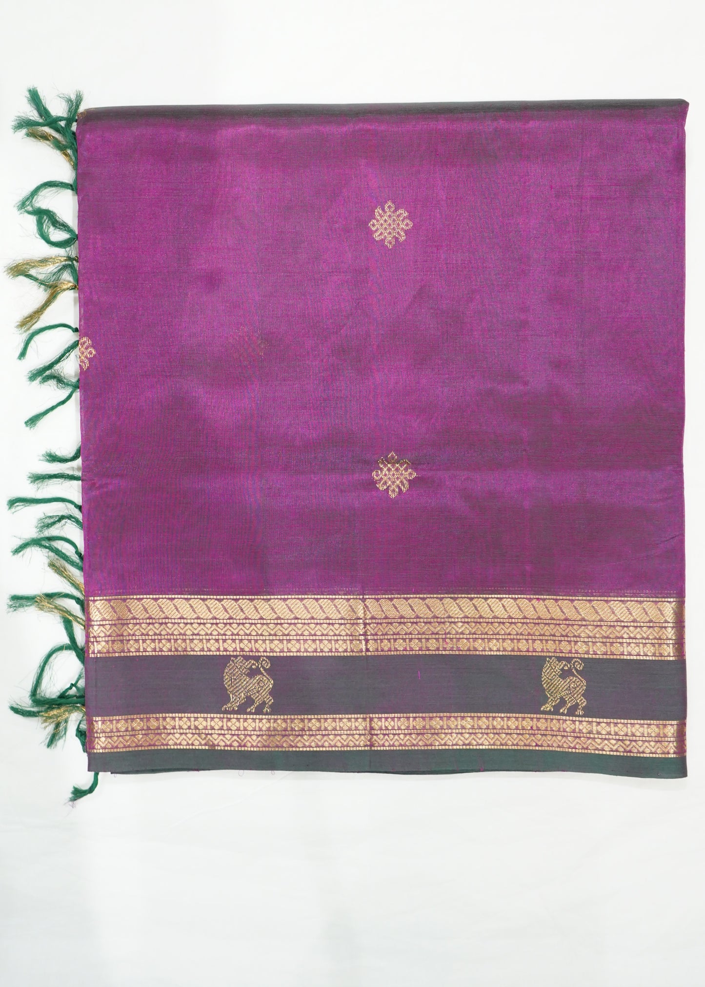Dark Wine Kanchi Zari Buti Pure Silk Cotton Handloom Saree