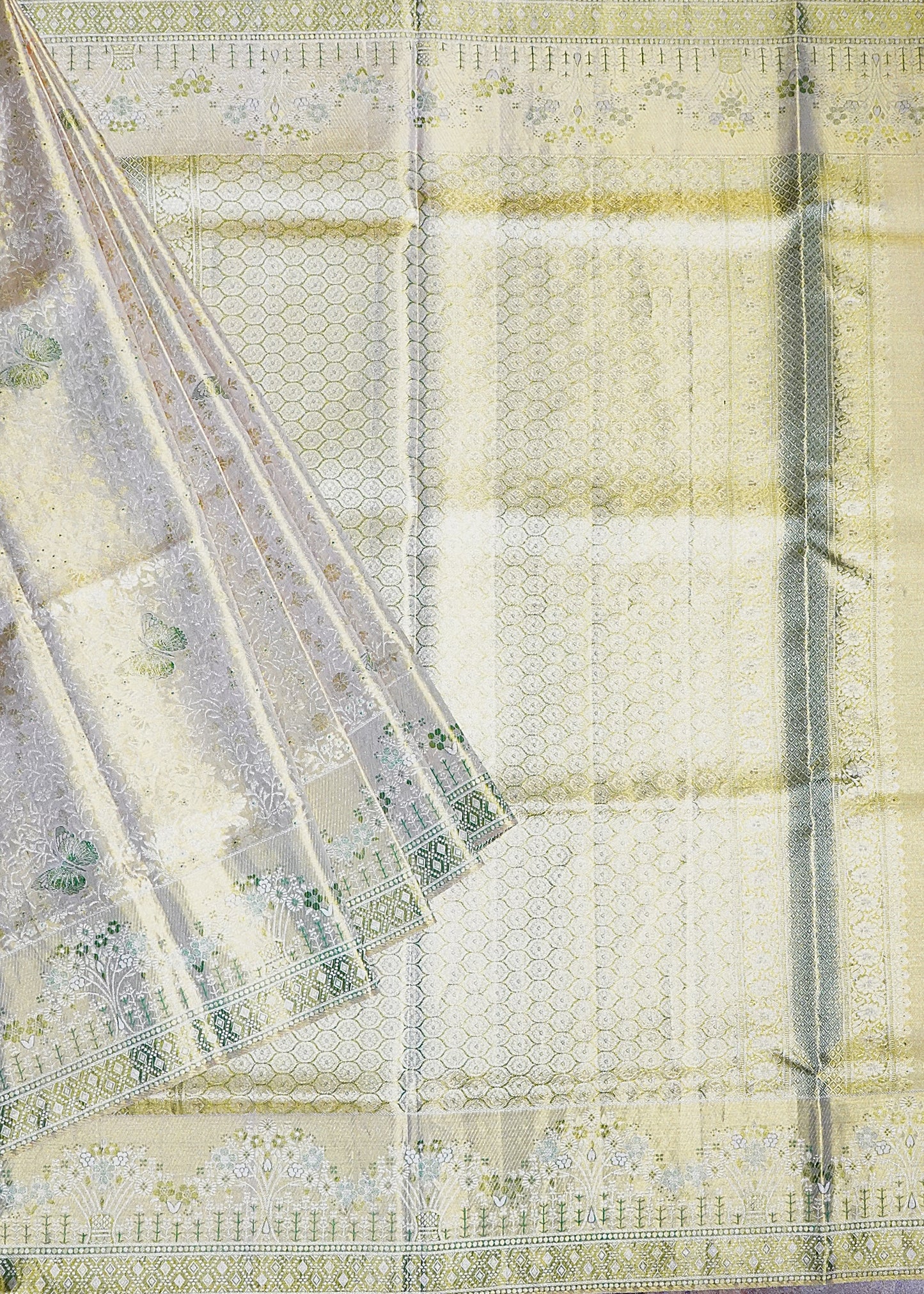 Beige Kanchi All Over Tissue Pure Silk Handloom Saree