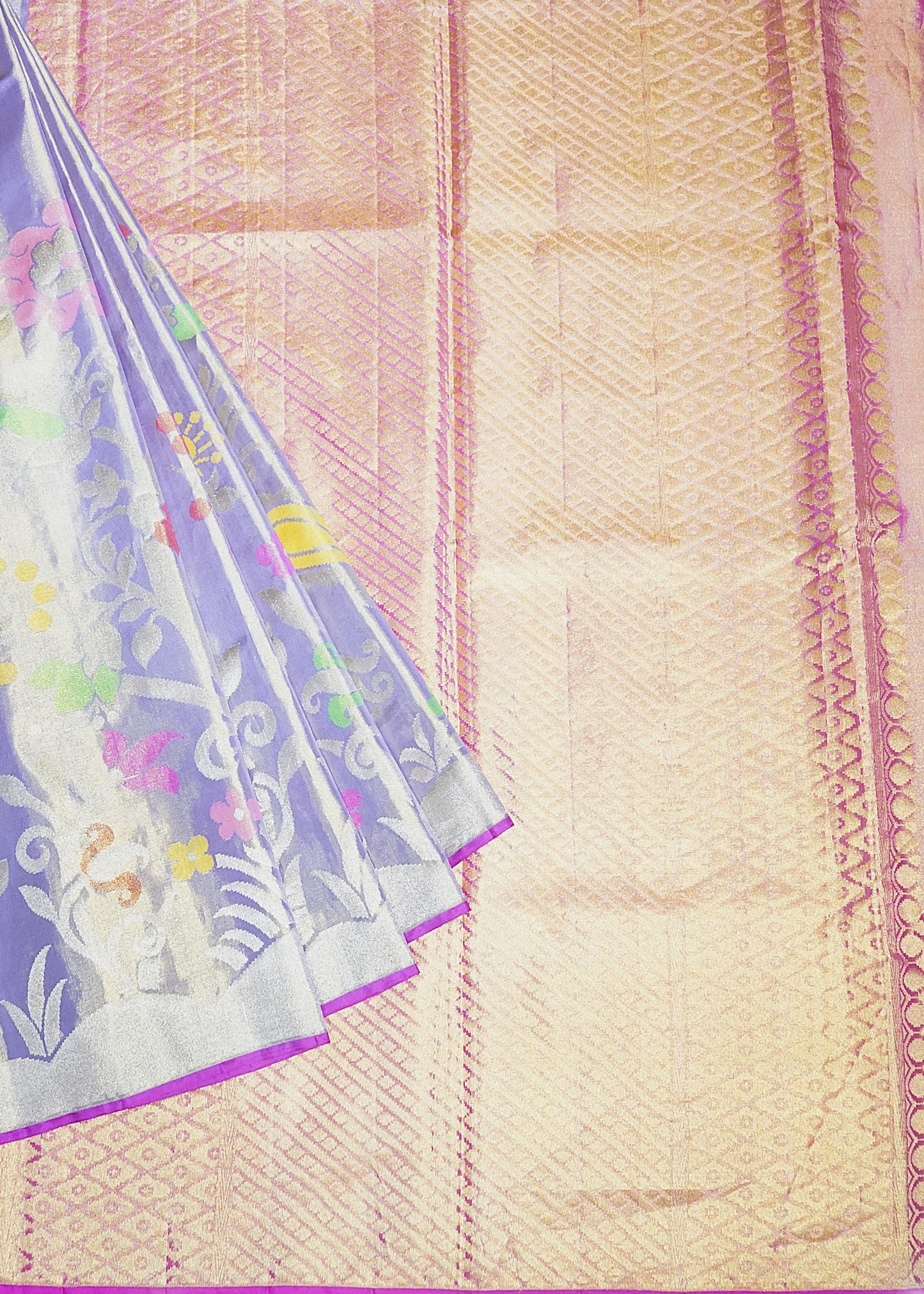 Violet Kanchi Kalanjali Tissue Pure Silk Handloom Saree