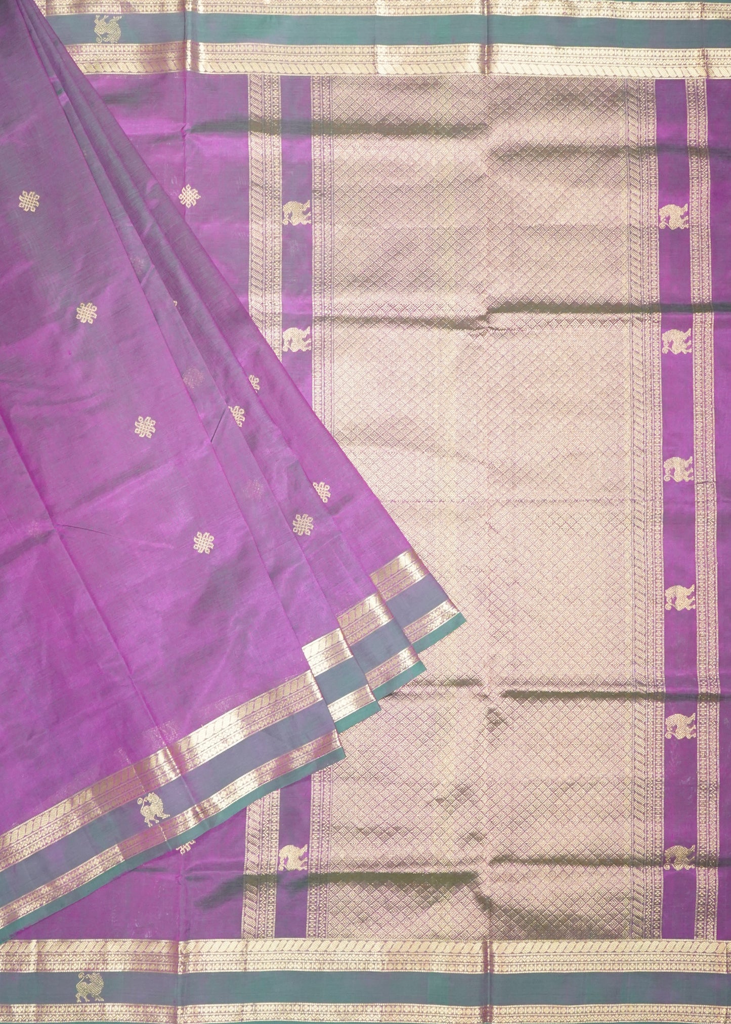 Dark Wine Kanchi Zari Buti Pure Silk Cotton Handloom Saree