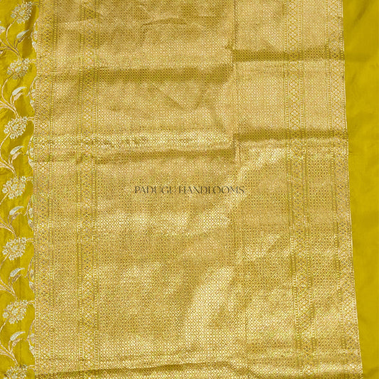 Yellow Banaras Georgette Pure Silk Handloom Saree