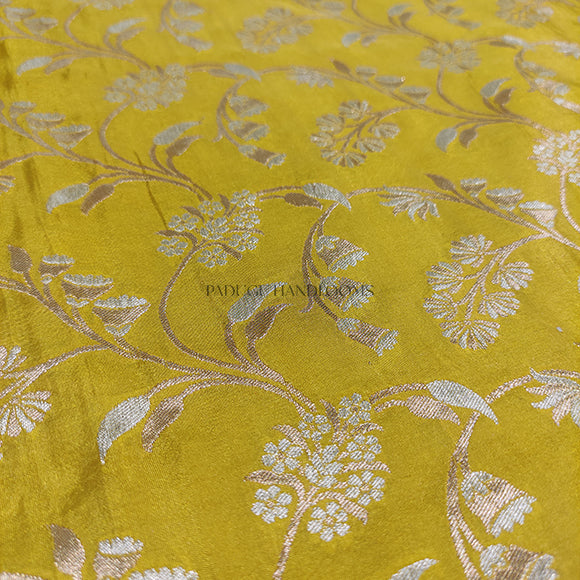 Yellow Banaras Georgette Pure Silk Handloom Saree