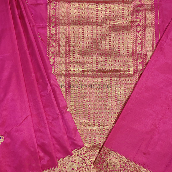 Pink Banaras Katan Pure Silk Handloom Saree