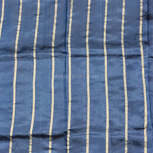 Steel Blue Katan Pure Silk Handloom Saree