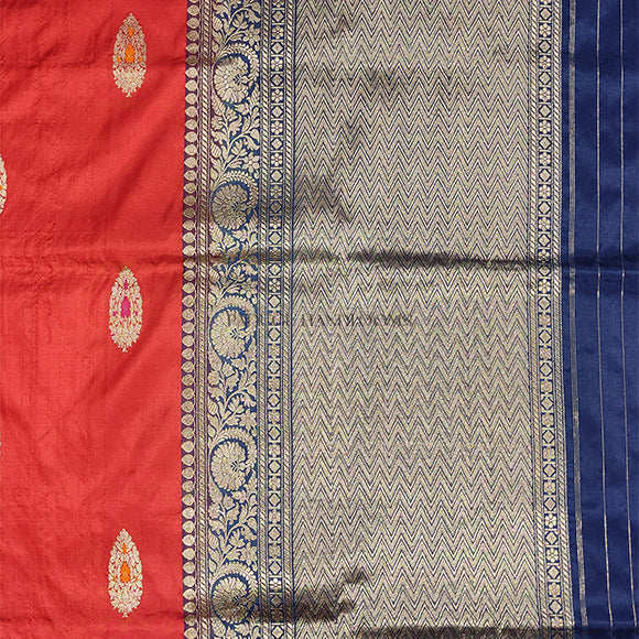 Red Katan Pure Silk Handloom Saree