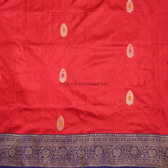 Red Katan Pure Silk Handloom Saree