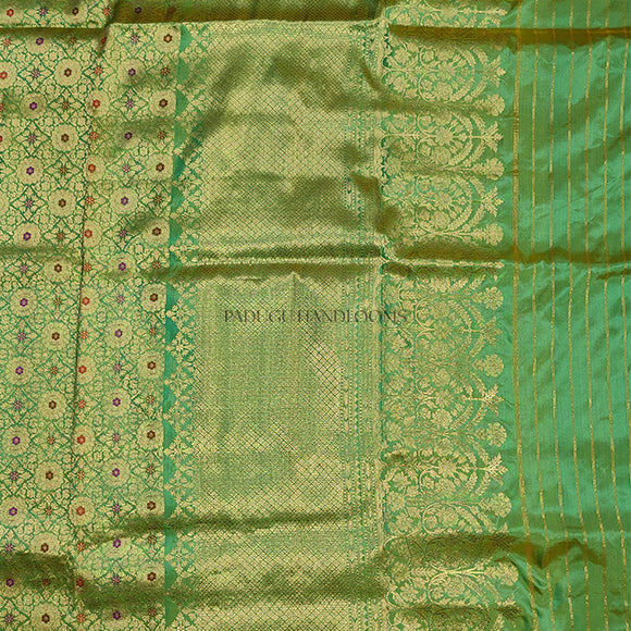 Green All Over Butti Katan Pure Silk Handloom Saree