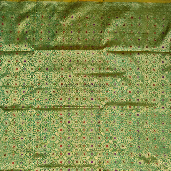 Green All Over Butti Katan Pure Silk Handloom Saree