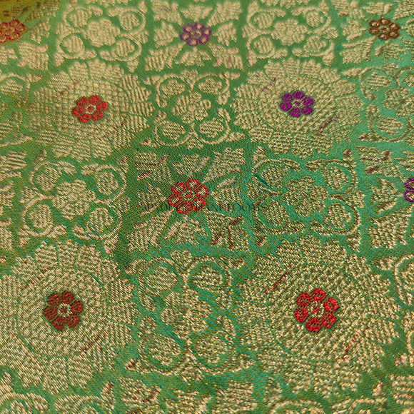 Green All Over Butti Katan Pure Silk Handloom Saree