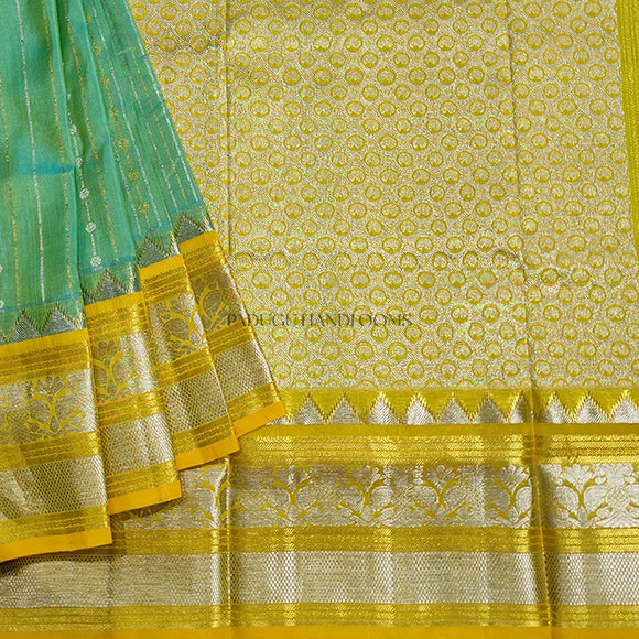 Light Bluish Green  Venkatagiri Pure Silk Handloom Saree