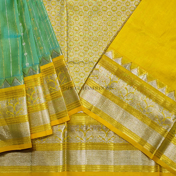 Light Bluish Green  Venkatagiri Pure Silk Handloom Saree