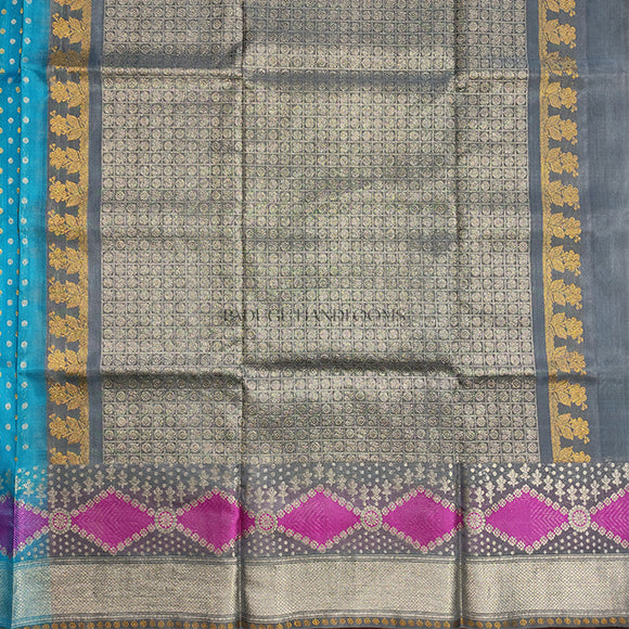 Light Blue Venkatagiri Pure Silk Handloom Saree