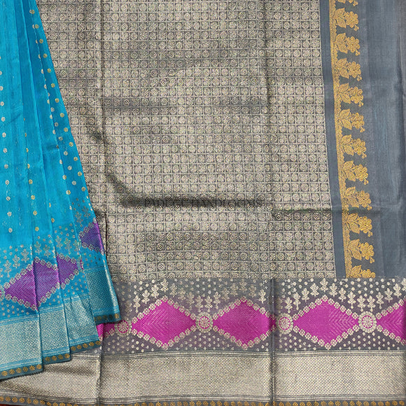 Light Blue Venkatagiri Pure Silk Handloom Saree