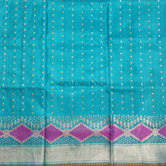 Light Blue Venkatagiri Pure Silk Handloom Saree