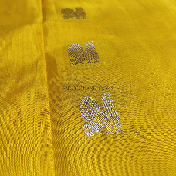 Yellow with Maroon Border Venkatagiri Pure Silk Handloom Saree