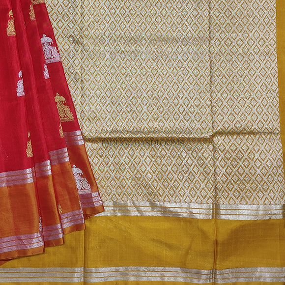 Red Venkatagiri Pure Silk Handloom Saree