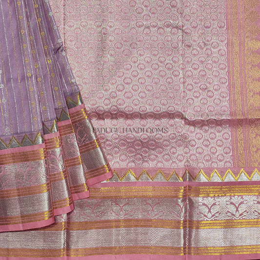 Light Purple Venkatagiri Pure Silk Handloom Saree