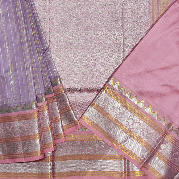 Light Purple Venkatagiri Pure Silk Handloom Saree