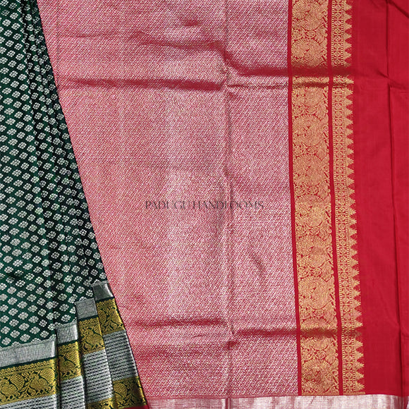 Bottle Green Venkatagiri Pure Silk Handloom Saree