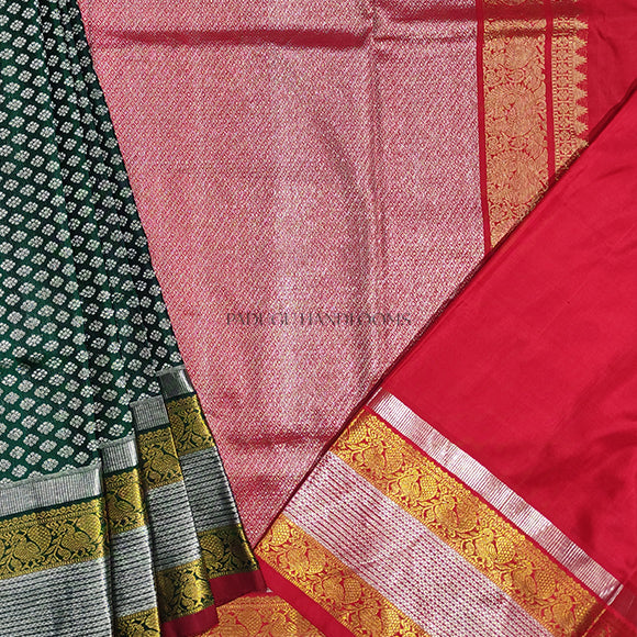 Bottle Green Venkatagiri Pure Silk Handloom Saree