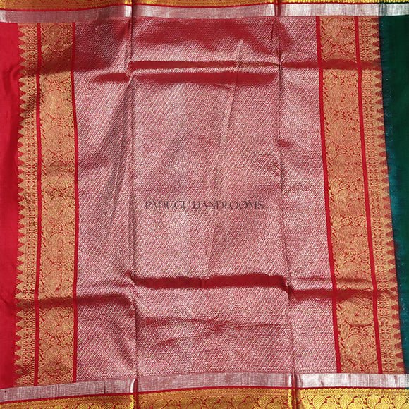 Bottle Green Venkatagiri Pure Silk Handloom Saree