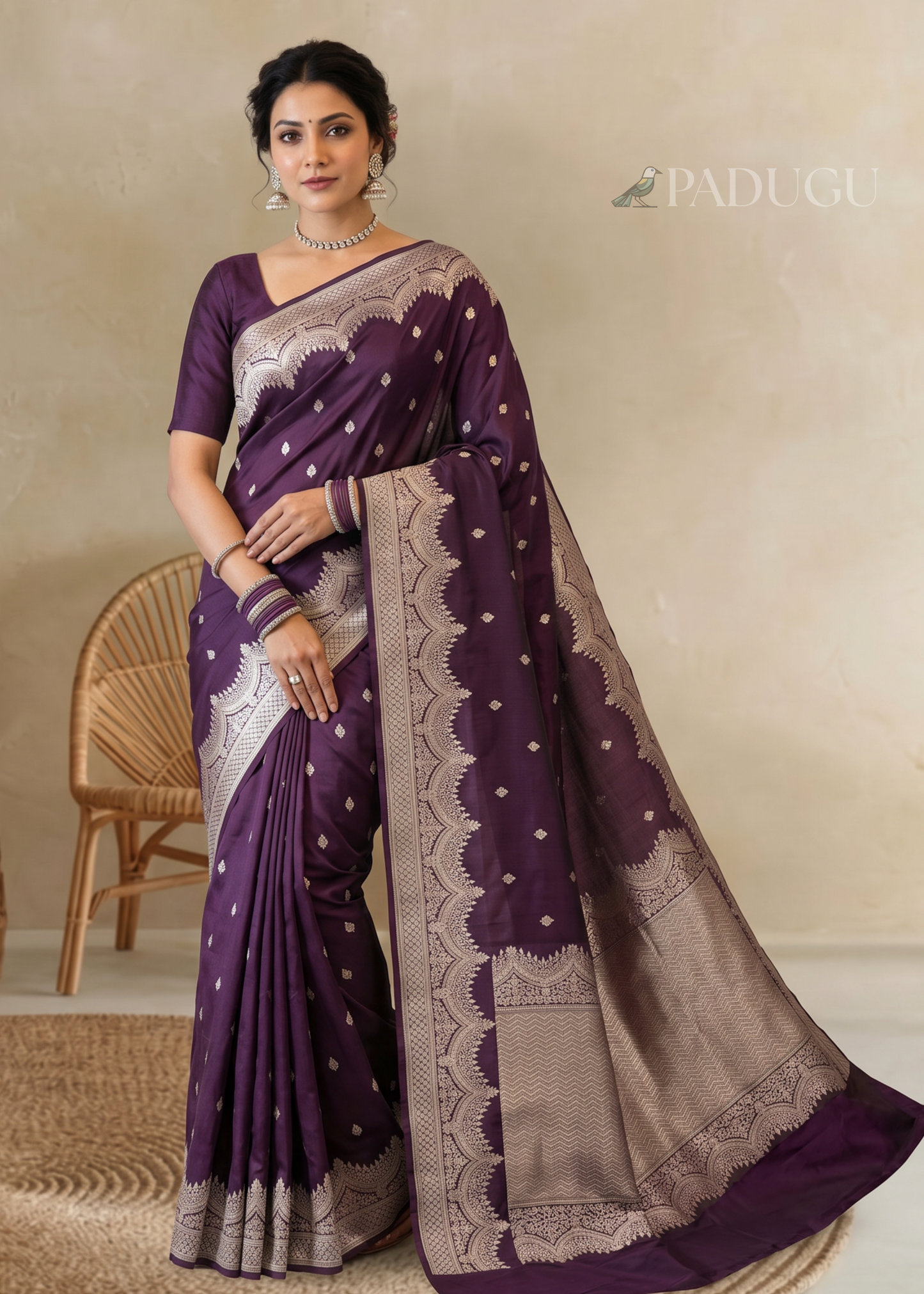 Dark Brown Banaras Katan Silk Saree