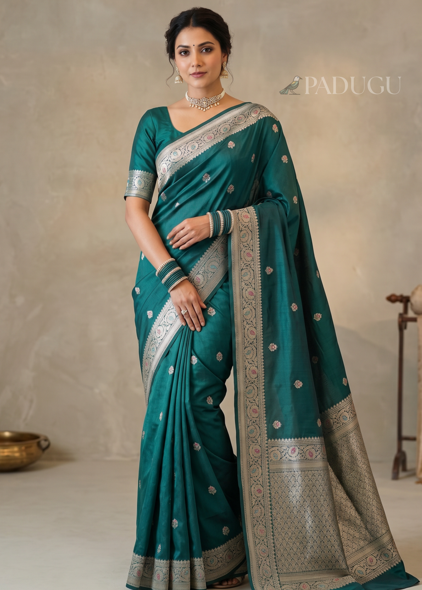 Green Banaras Katan Silk Saree