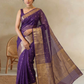 Purple Kora Banaras Silk Saree