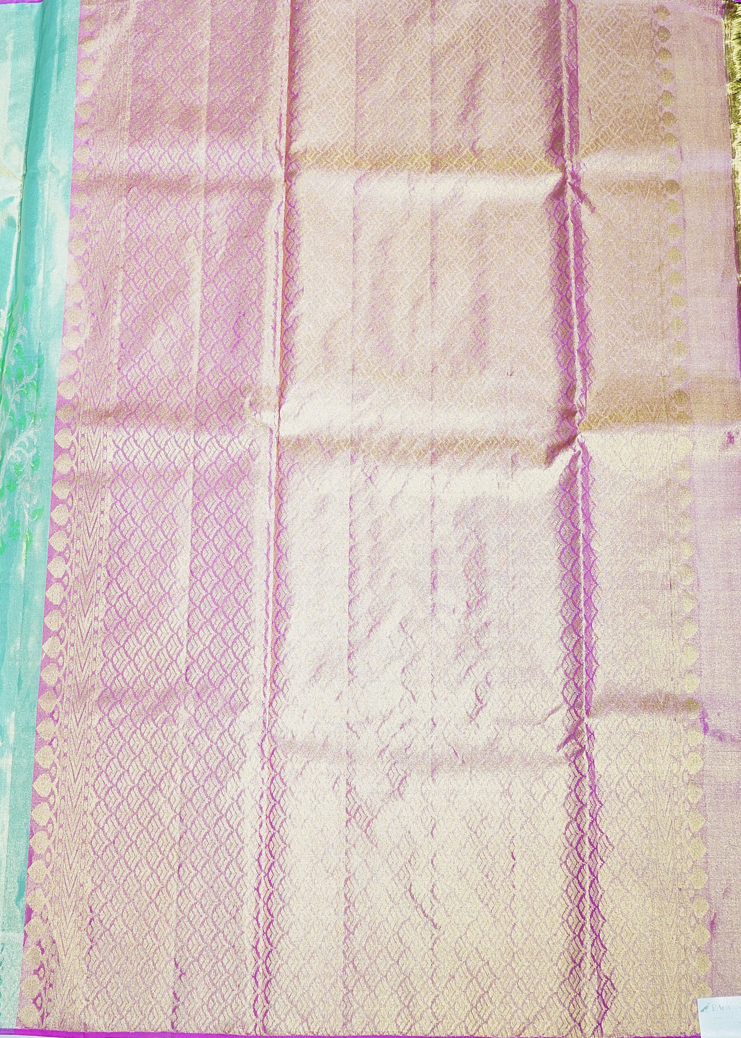 Sea Green Kanchi Kalanjali Tissue Pure Silk Handloom Saree