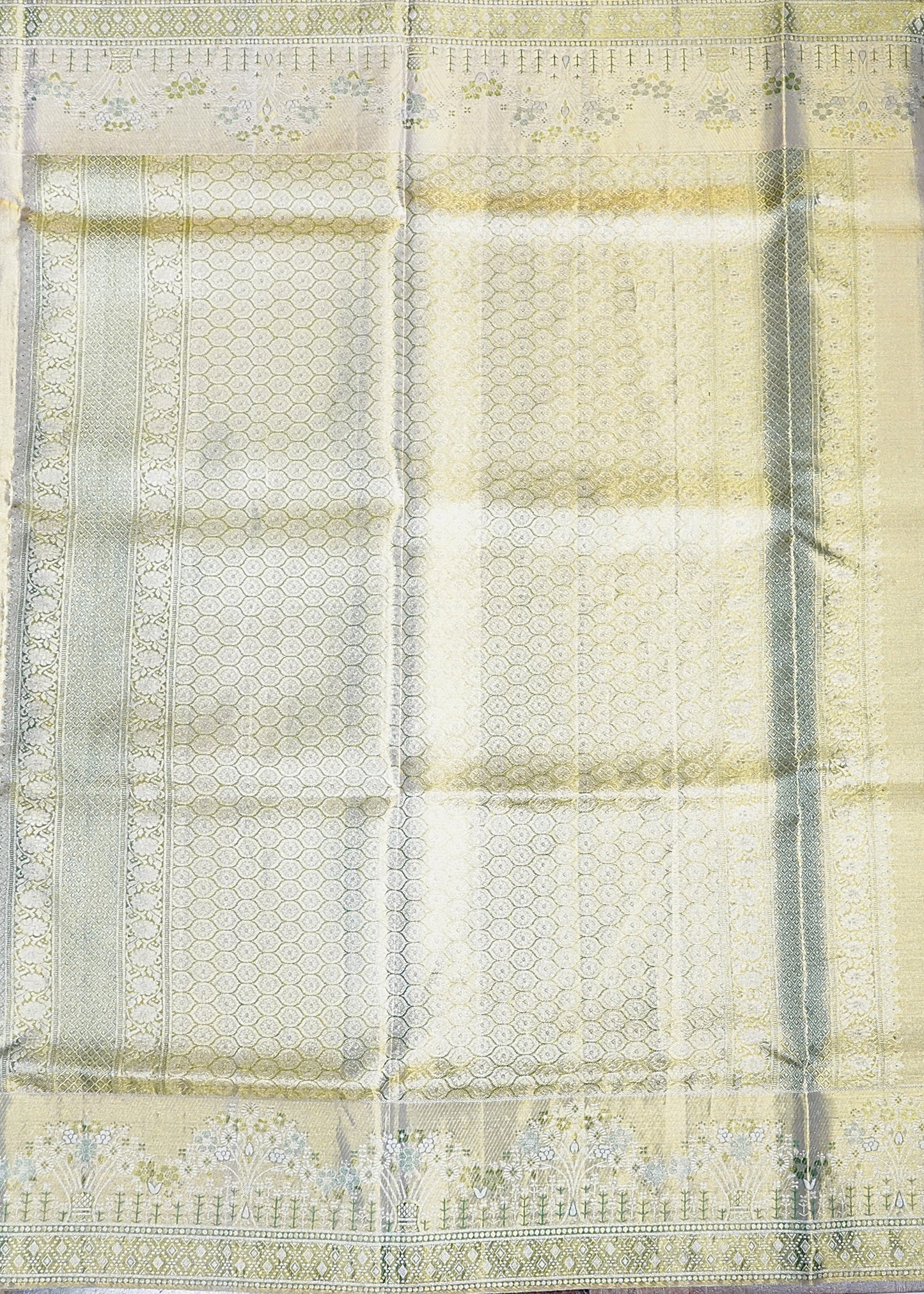 Beige Kanchi All Over Tissue Pure Silk Handloom Saree