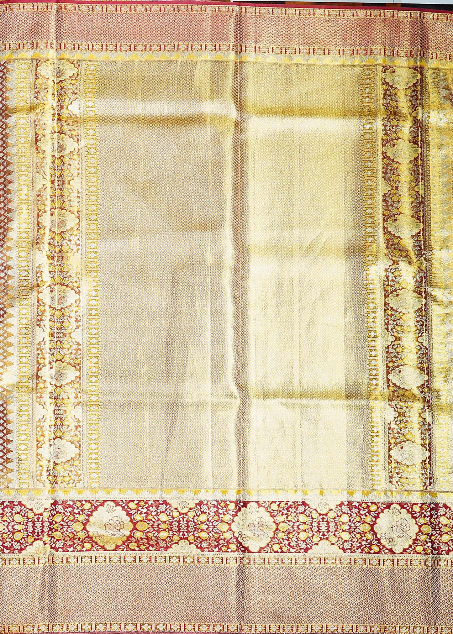 Yellow Gold Kanchi All Over Zari Tissue Pure Silk Handloom Saree