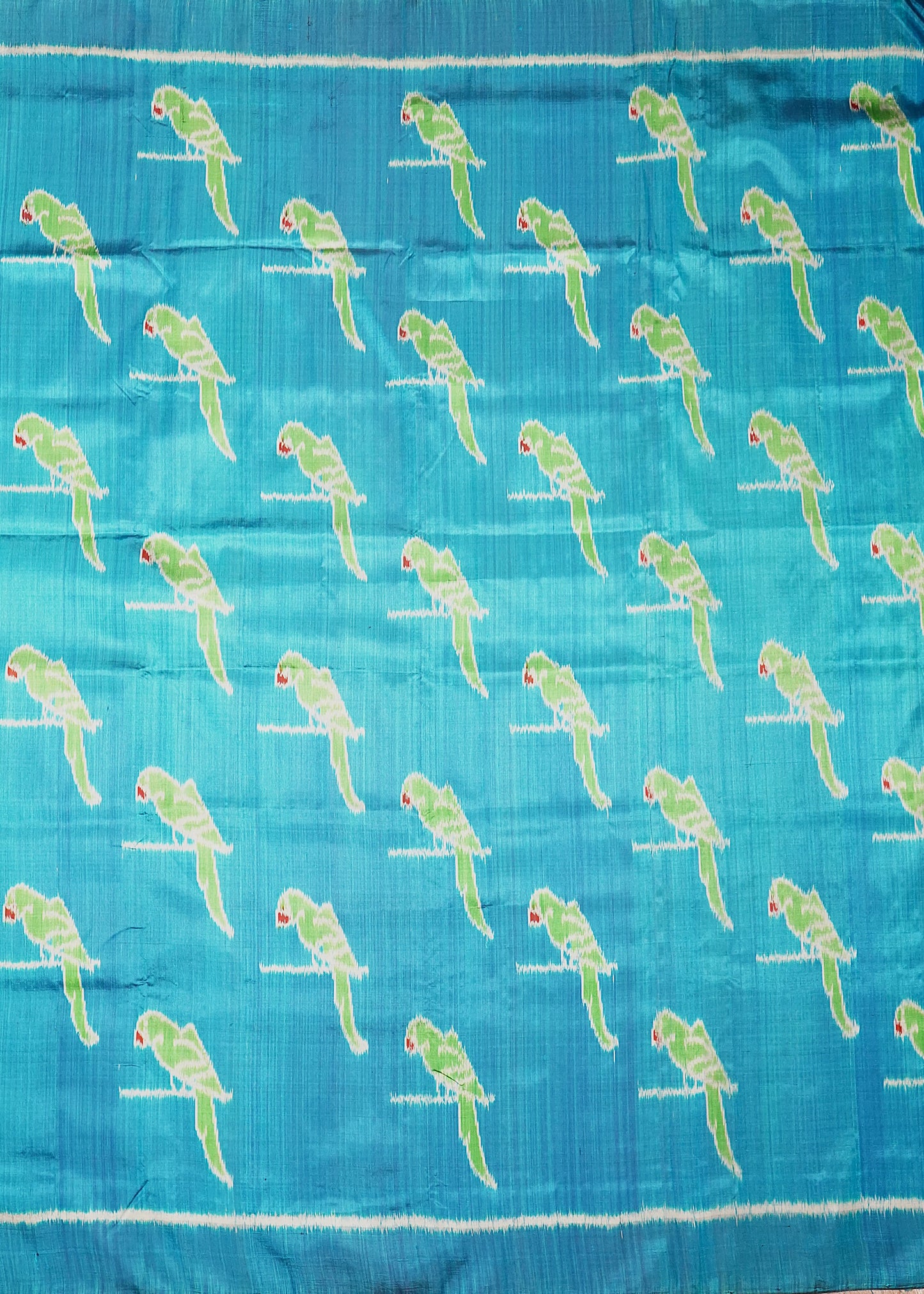 Rama Blue Orissa Ikkat Parrots Design Pure Silk Handloom Saree