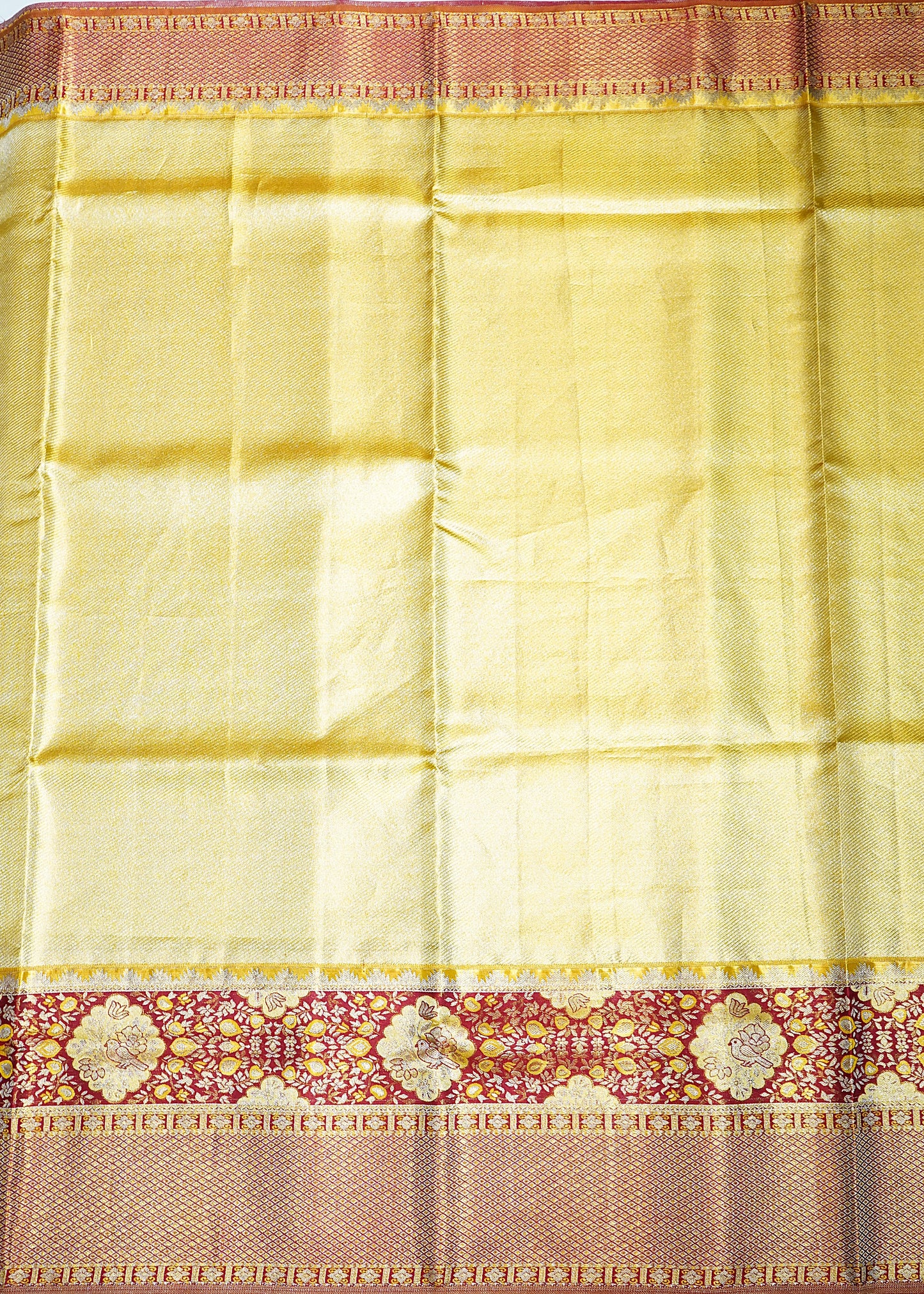Yellow Gold Kanchi All Over Zari Tissue Pure Silk Handloom Saree