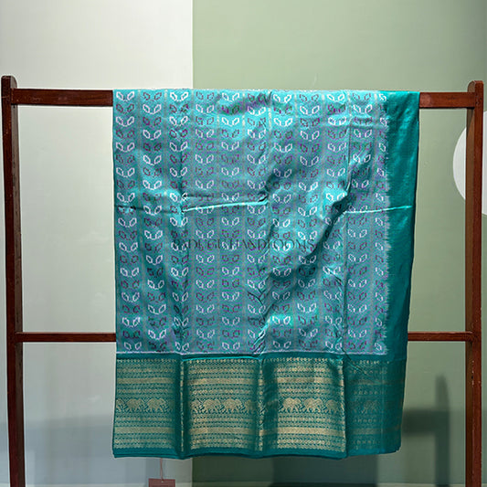 Sea Green Pochampally Twill Ikkat Pure Silk Handloom Saree