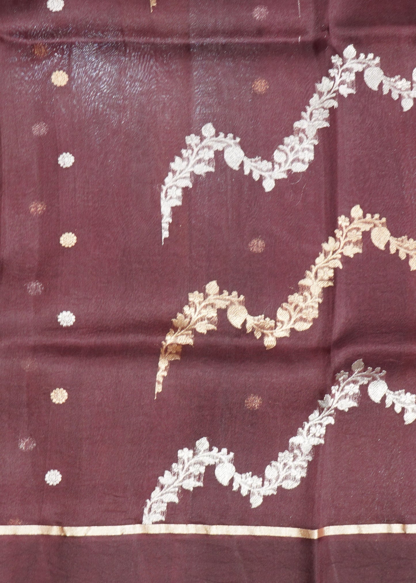 Coffee Brown Banaras Jaal Kora Pure Silk Handloom Saree