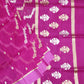 Pink Banaras Jaal Kora Pure Silk Handloom Saree