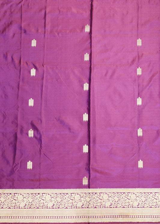 Dark Wine Banaras Zari Buti Mashru Pure Silk Saree