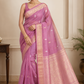 Dark Pink Banaras Zari Buti Tissue Silk Saree
