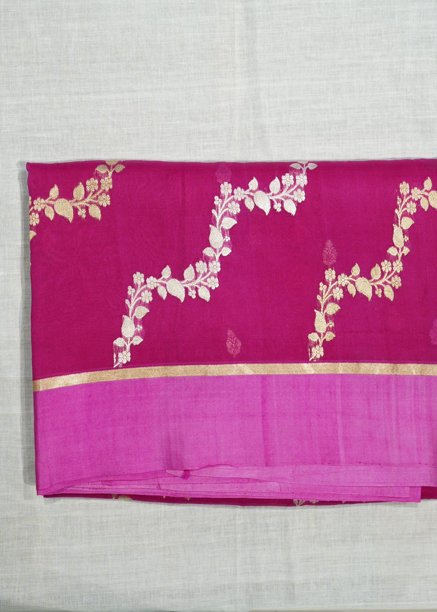 Pink Banaras Jaal Kora Pure Silk Handloom Saree