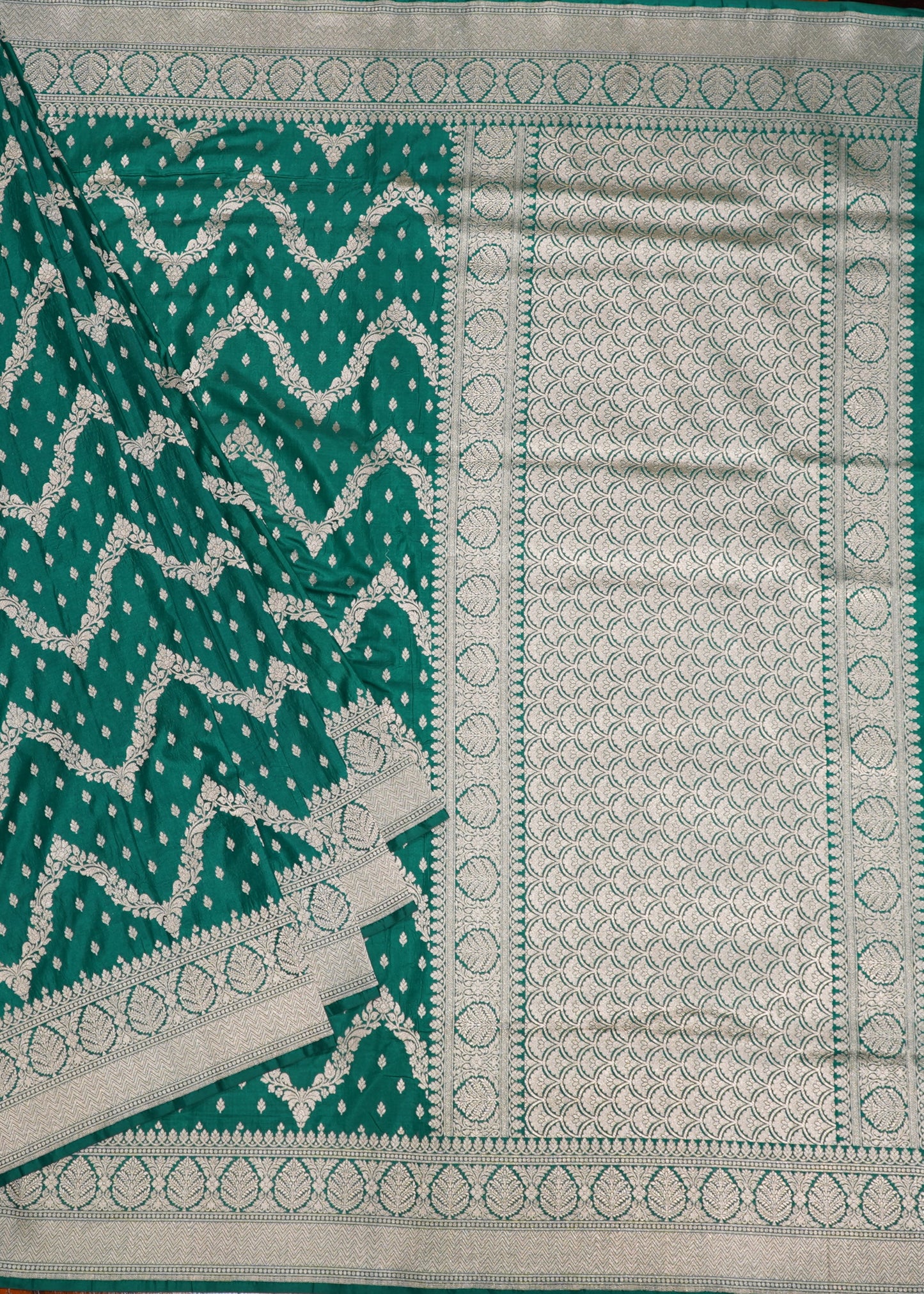 Green Banaras All Over Zari Katan Pure Silk Saree