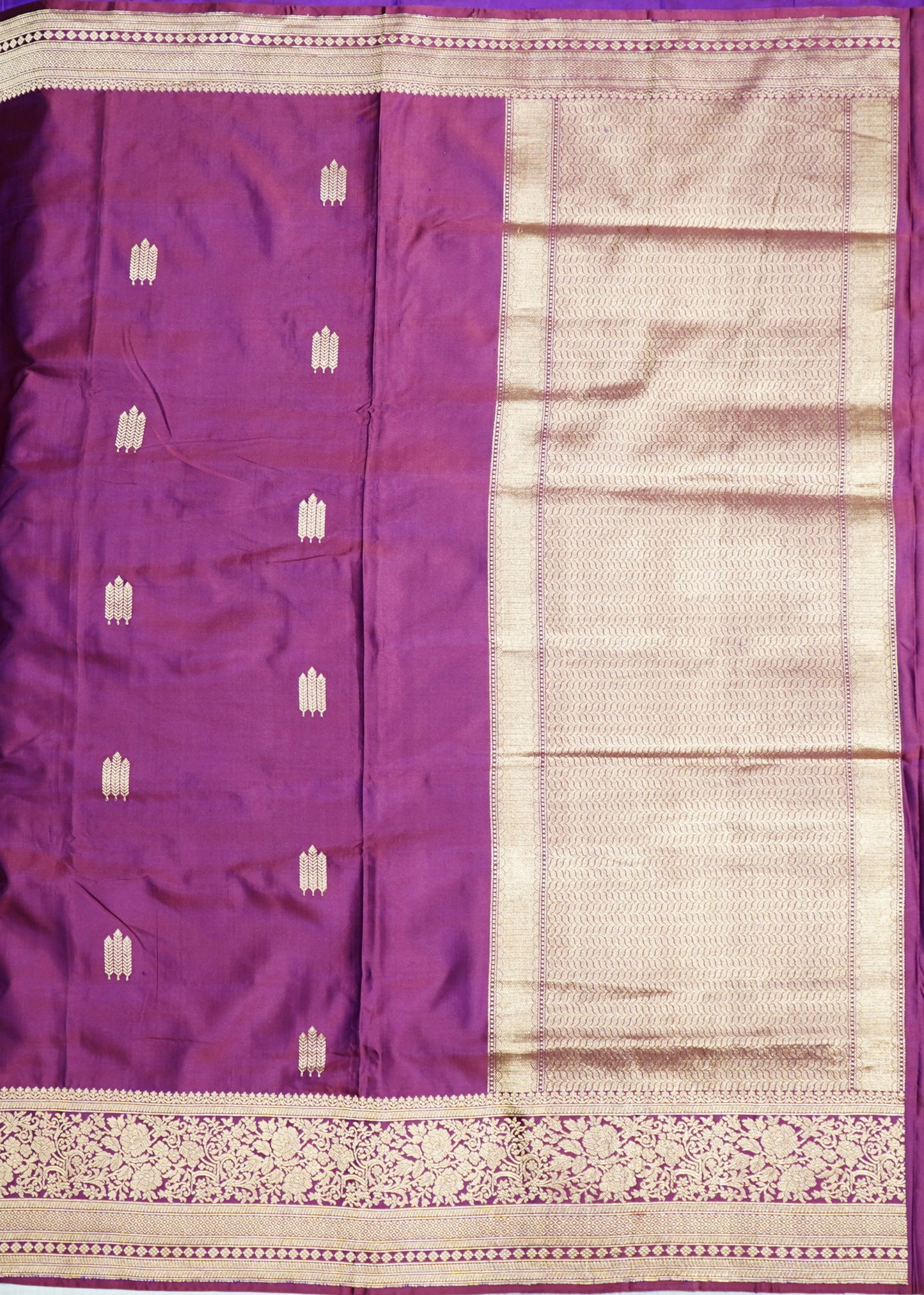 Dark Wine Banaras Zari Buti Mashru Pure Silk Saree