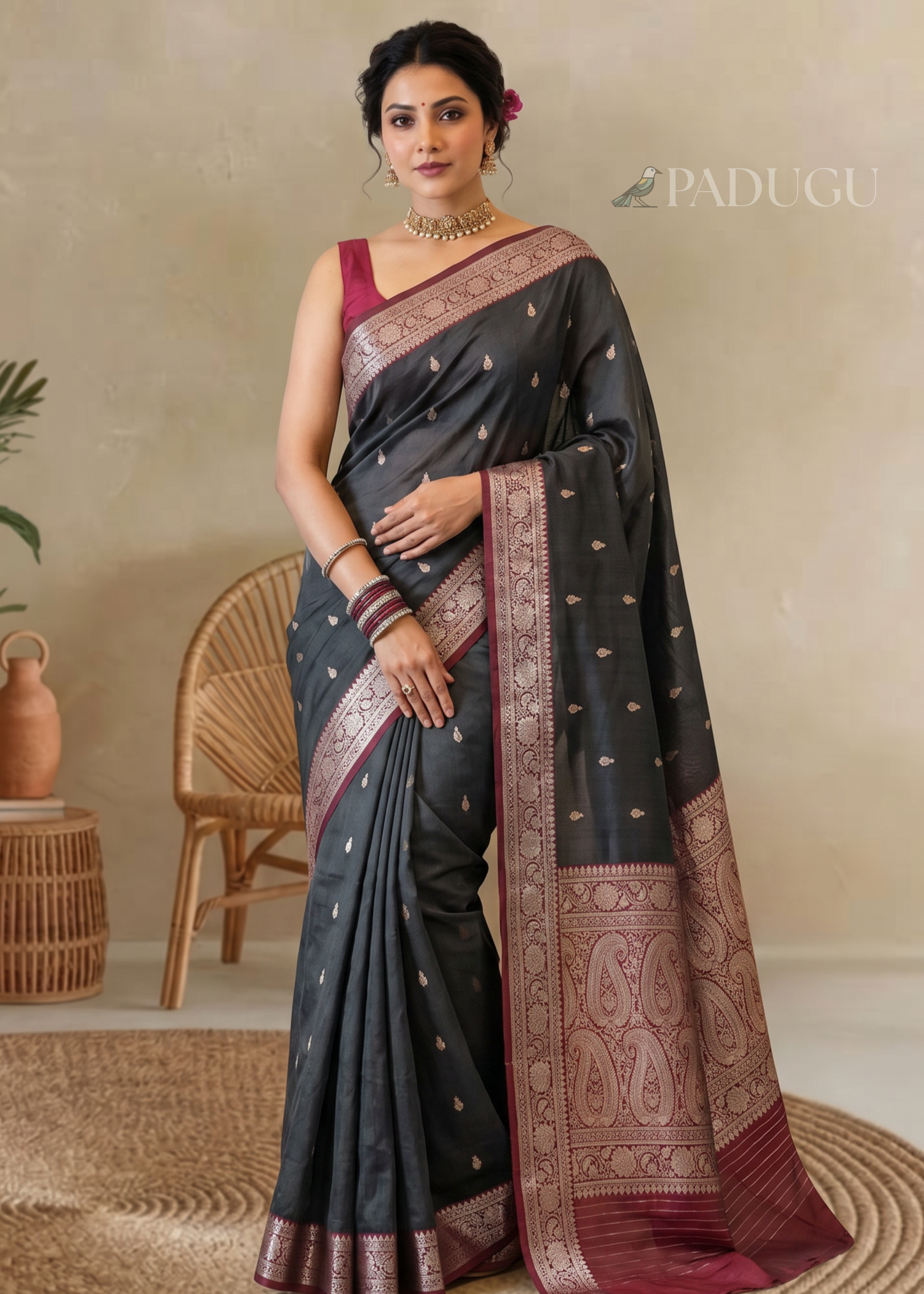 Black Banaras Katan Silk Saree