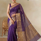 Purple Kora Banaras Silk Saree